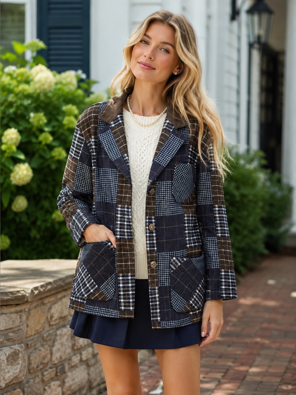 VINTAGE J.L. COLEBROOK Wool Blend Plaid Patchwork Jacket--Rare Heritage Coat, L